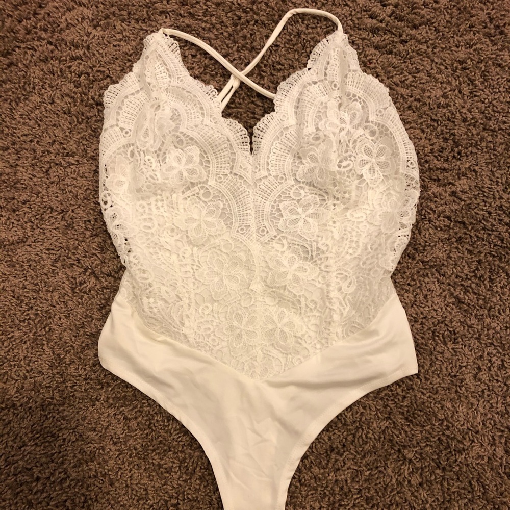 White Lacy Bodysuit